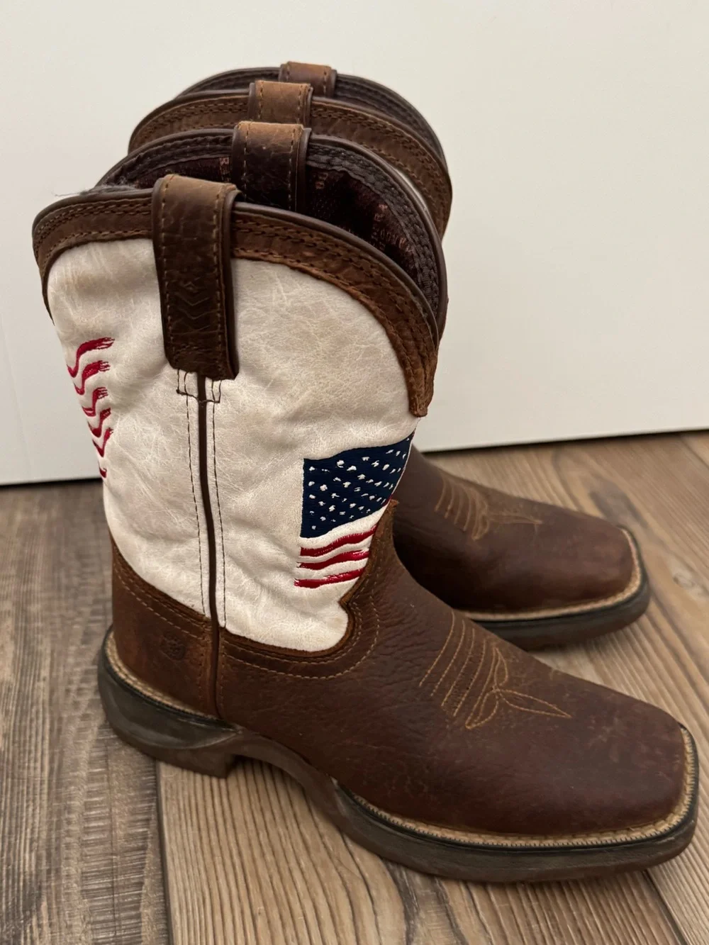 DURANGO BOYS' REBEL DISTRESSED FLAG WESTERN BOOTS - SQUARE TOE